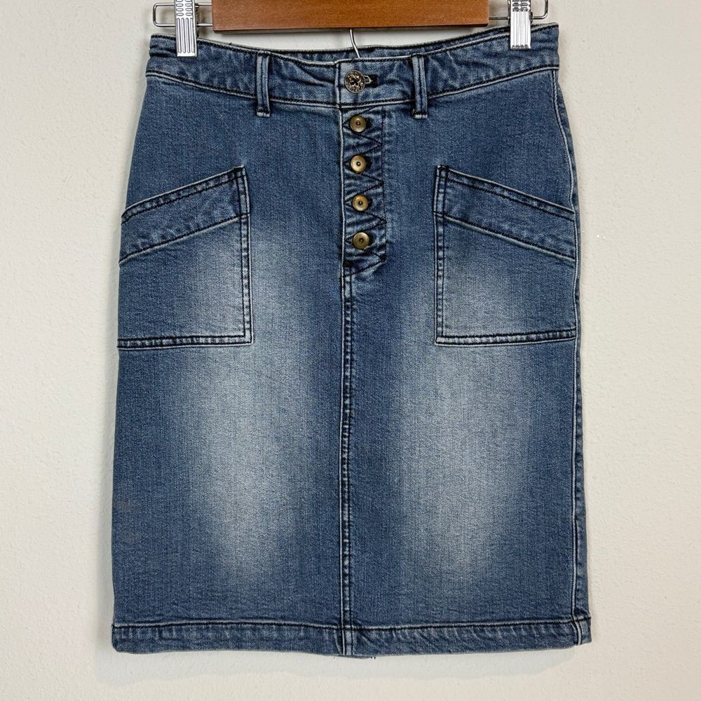 Pilcro & the Letterpress Button Fly Denim Skirt 2